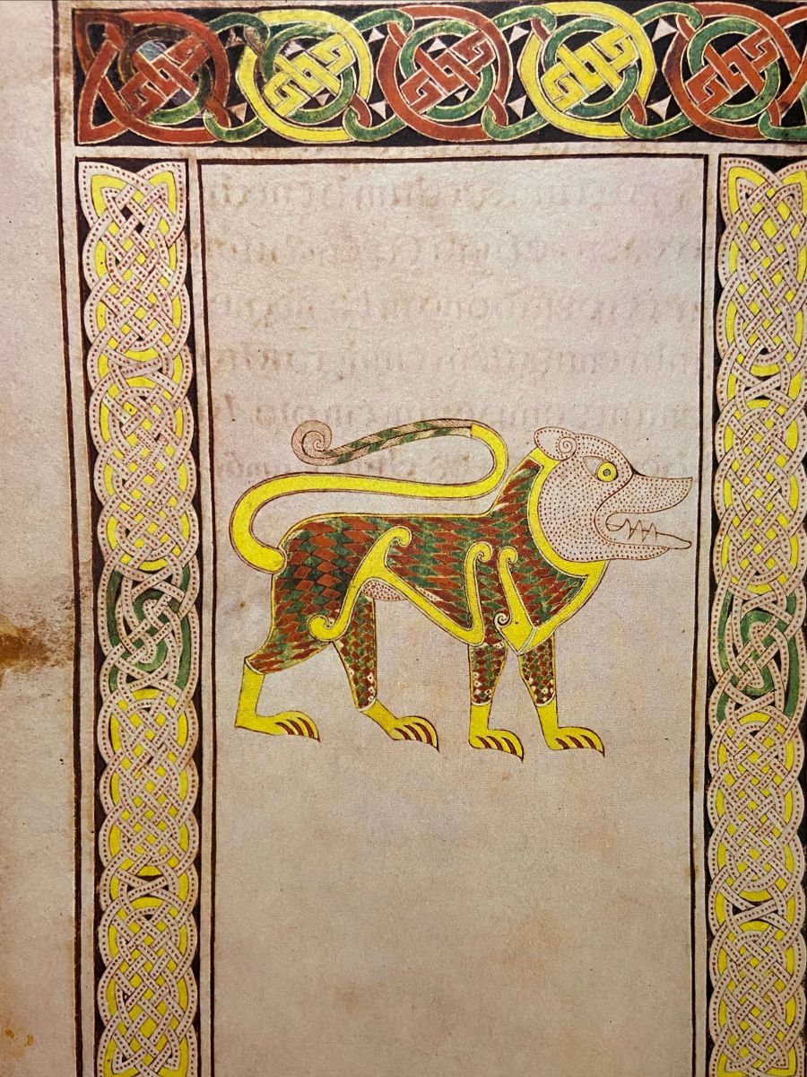 Leone, simbolo dell’evangelista Giovanni, Libro di Durrow, 680 circa